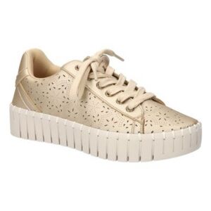 Retta Comfort Platform Perforated Gold Sneakers 10 WW